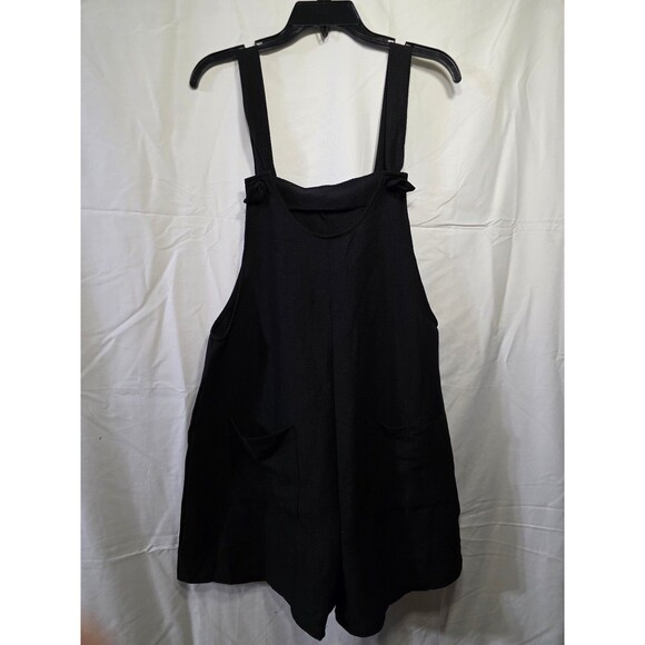 Emery Rose Pants - Emery Rose Black Romper Size L Sleeveless Adjustable Straps Front Pockets